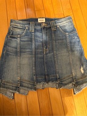 Hudson Jeans Light Blue Paneled Denim Mini Skirt